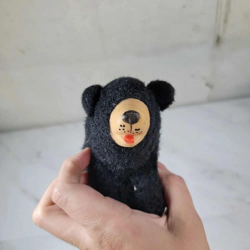 Vintage BLACK BEAR‎ Rubber Nose Plush Cork Filled